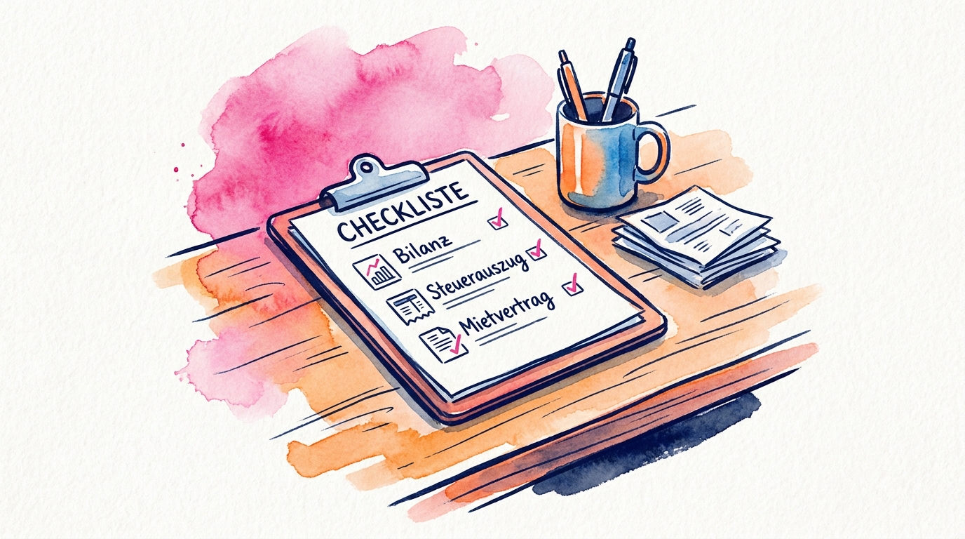 checklist of documents required to value a Swiss business laid out on a desk